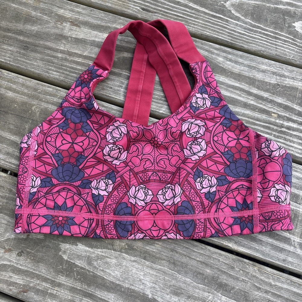 Lululemon All Sport Bra Pink Striped Size 10 Prisma Multi Guava Boom Juice